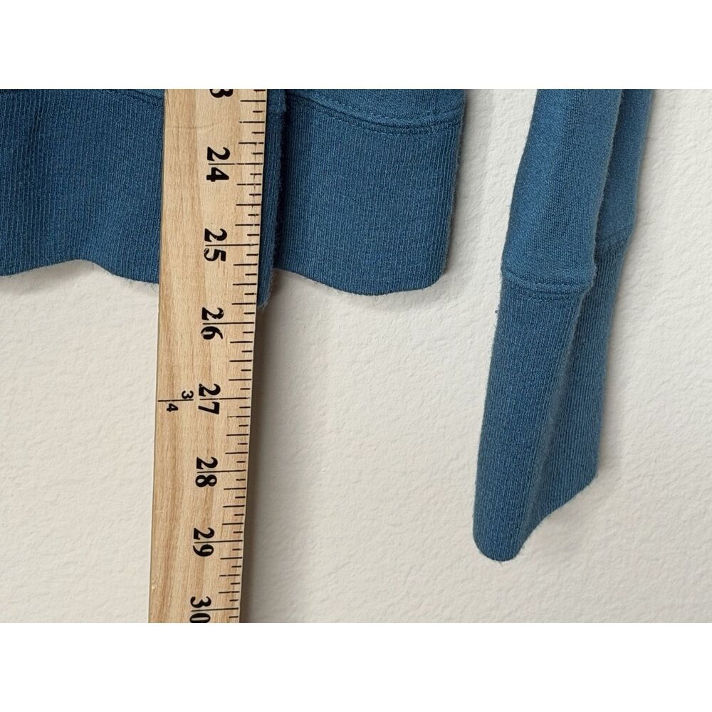 Athleta Sweatshirt Womens M Sunrise V Neck Pullover Teal Modal Blend Long Sleeve - Picture 4 of 6